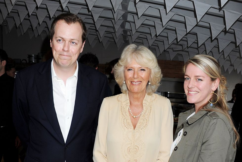 tom parker bowles, duchess camilla and laura lopes stand and smile for photos