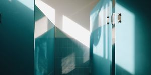 Blue, Green, Turquoise, Light, Teal, Room, Aqua, Wall, Reflection, Architecture, 