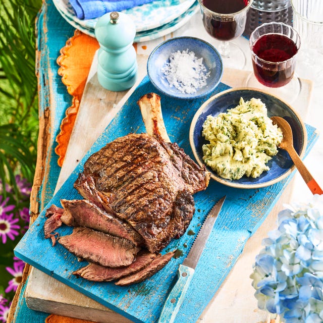 tomahawak steak with whipped blue cheese butter