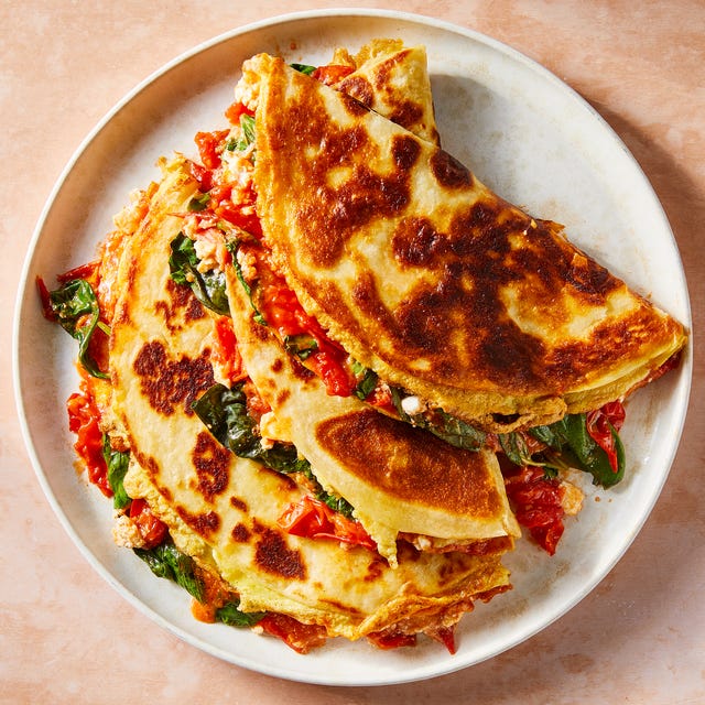 Tomato, Basil, Feta Omelette Quesadilla tomato basil feta omelette quesadilla