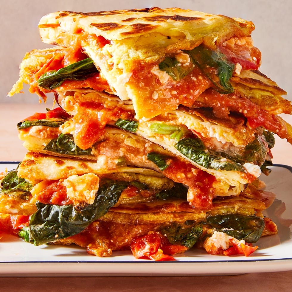 tomato basil feta omelette quesadilla
