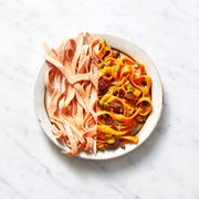Tomato Tagliatelle With Chorizo and Olives tomato tagliatelle with chorizo and olives