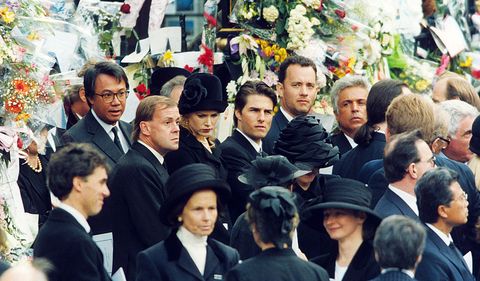 Nicole Kidman, Tom Cruise and Tom Hanks​ at Princess Diana's funeral