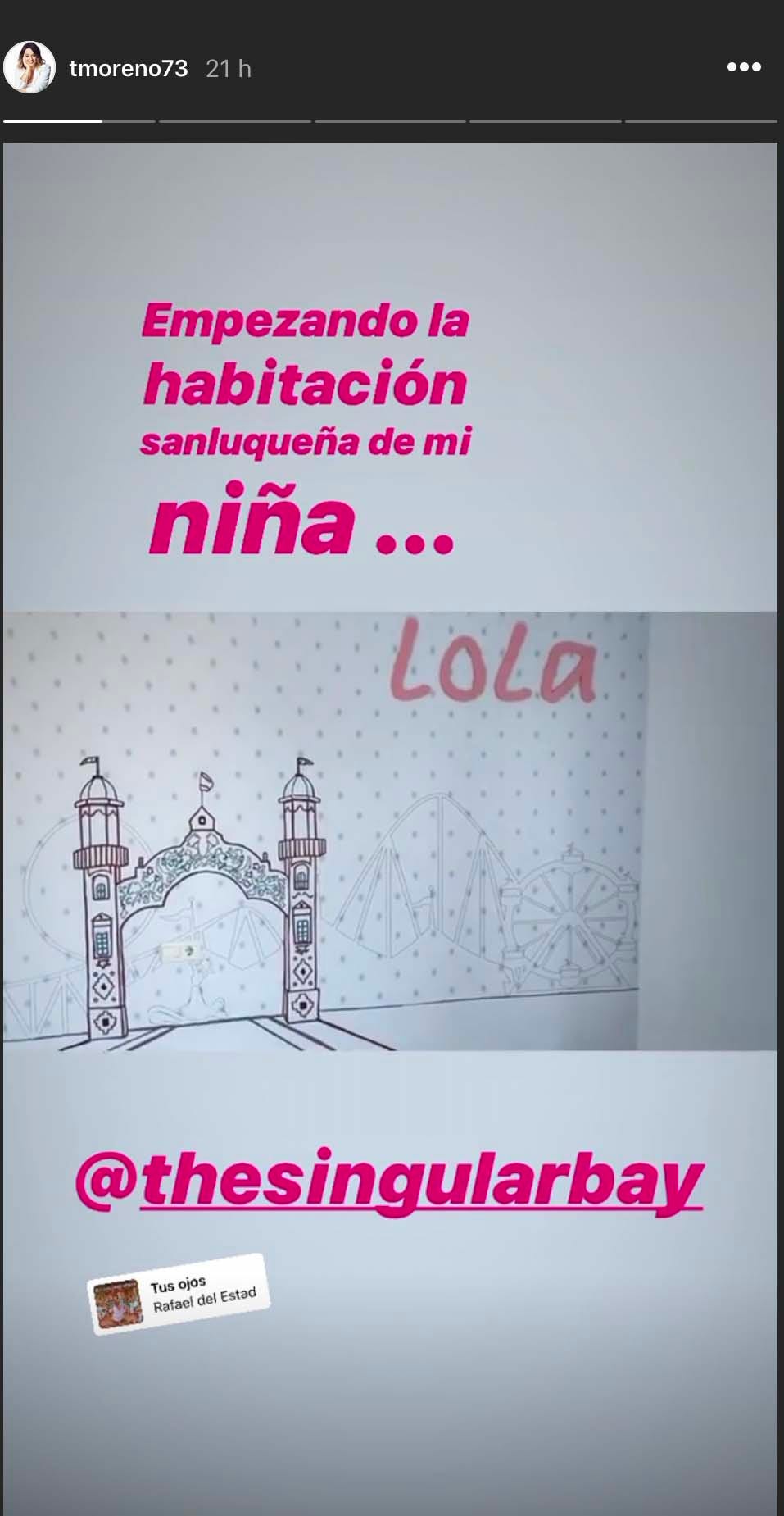 Toñi Moreno enseña la decoración de la habitación de su hija Lola