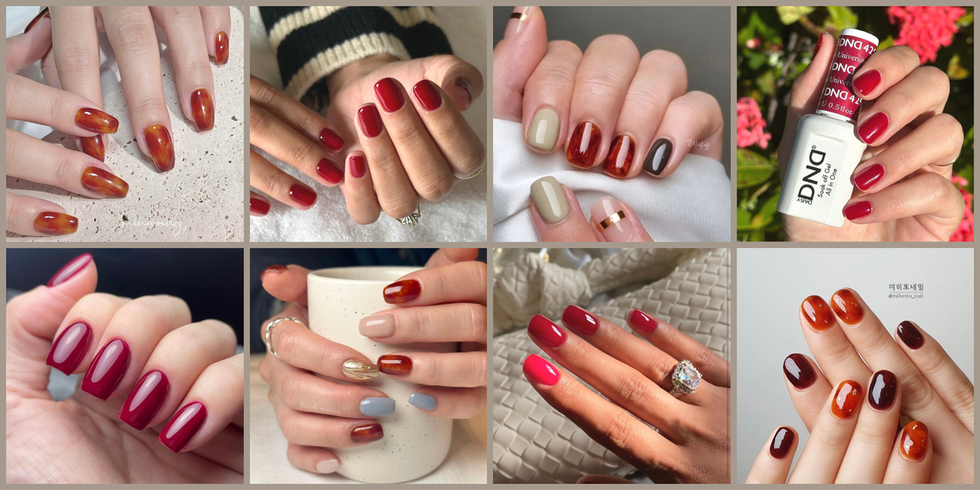 a collage of different colored nails