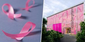 Pink, Architecture, Design, Material property, Font, Magenta, Facade, Plant, Building, 
