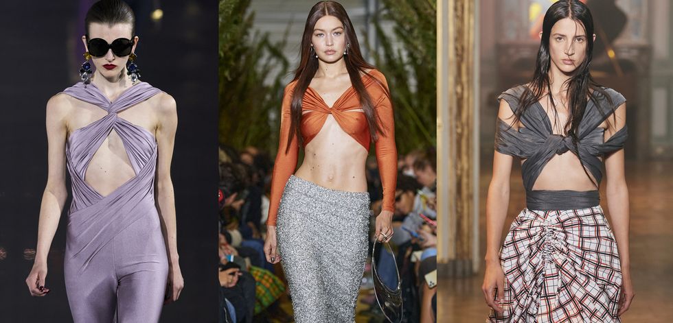 la moda primavera estate 2022 celebra il corpo della donna e dell'uomo, ecco le tendenze viste alla parigi fashion week tra vestiti neri, tutine glitter e top in lycra