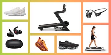 running shoes, treadmill, shokz headphones, walking pad, earbuds