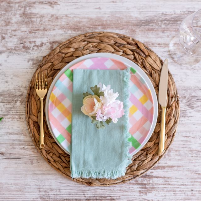 top view of beautiful spring table setting