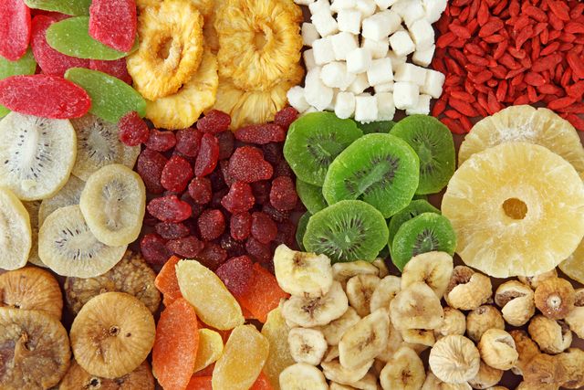 top view of variety of dried fruits