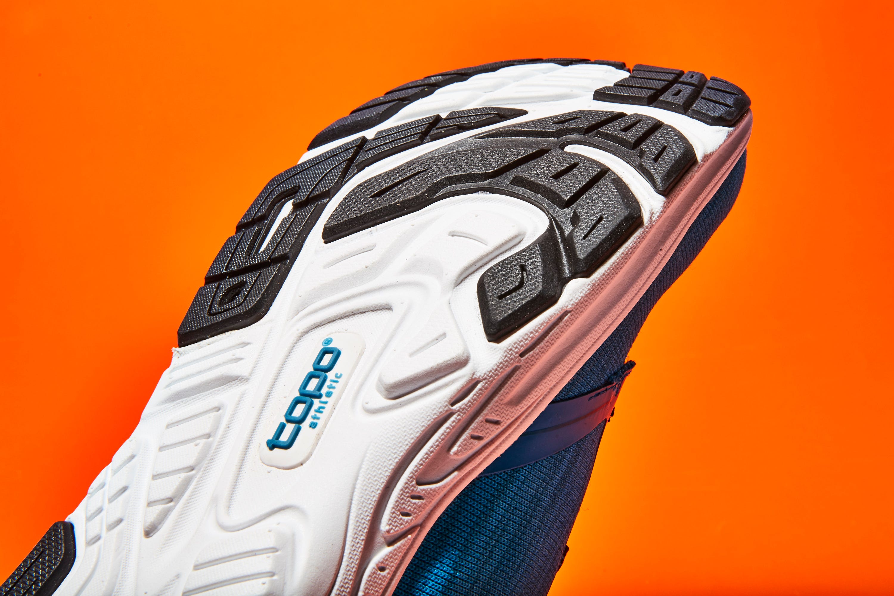 Footwear, Orange, White, Shoe, Sportswear, Sneakers, Athletic shoe, Personal protective equipment, Electric blue, Running shoe, 