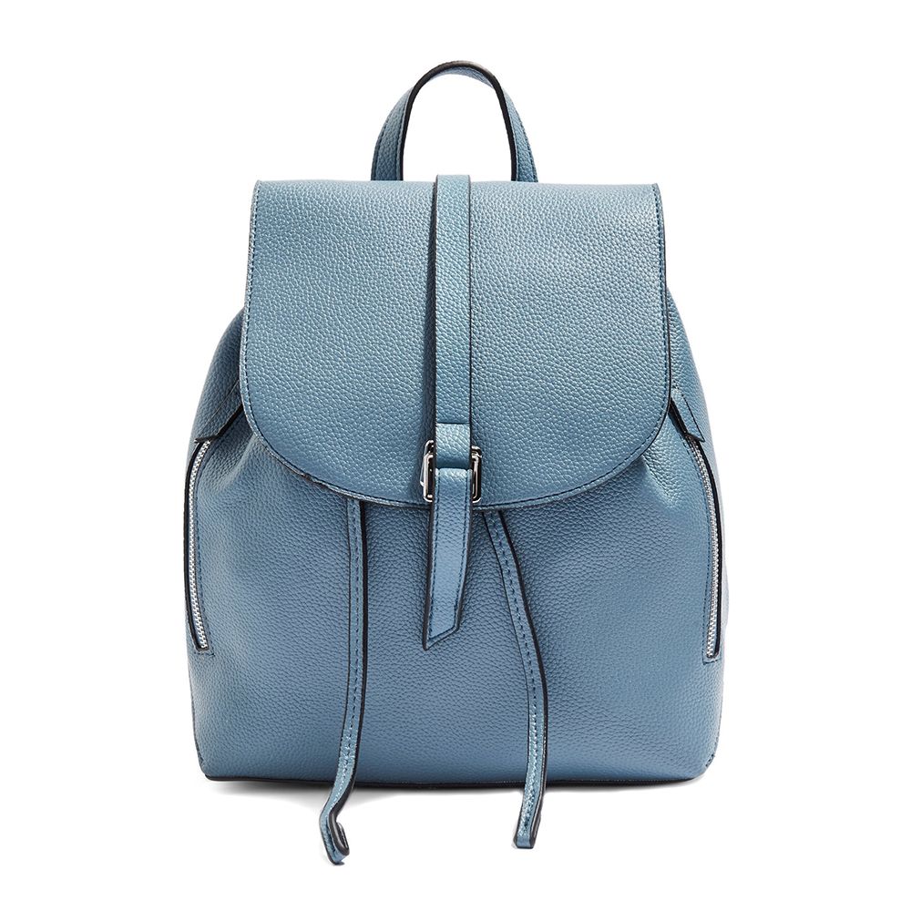 topshop blue faux leather backpack