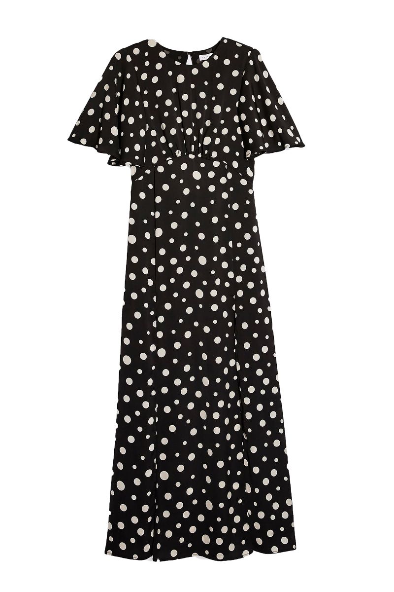 Austin polka dot print hot sale angel sleeve midi dress