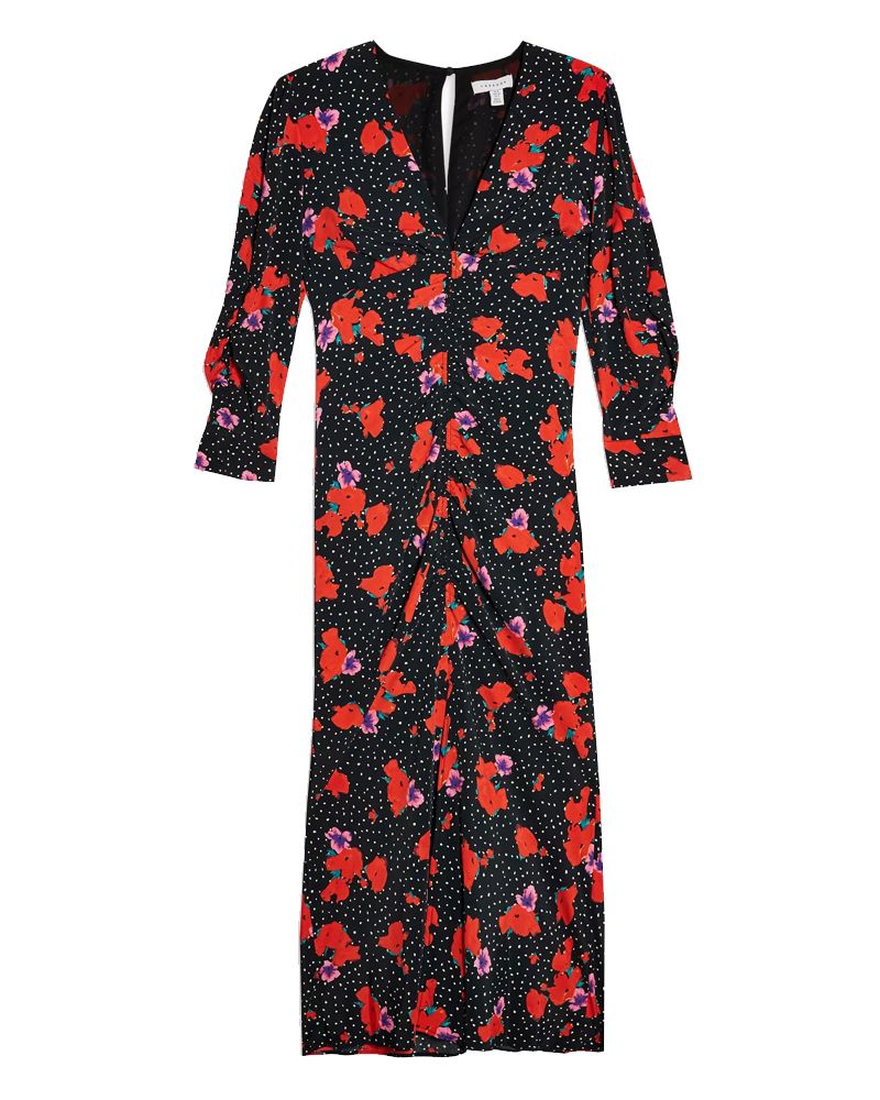 Topshop spot plunge hot sale neck midi dress