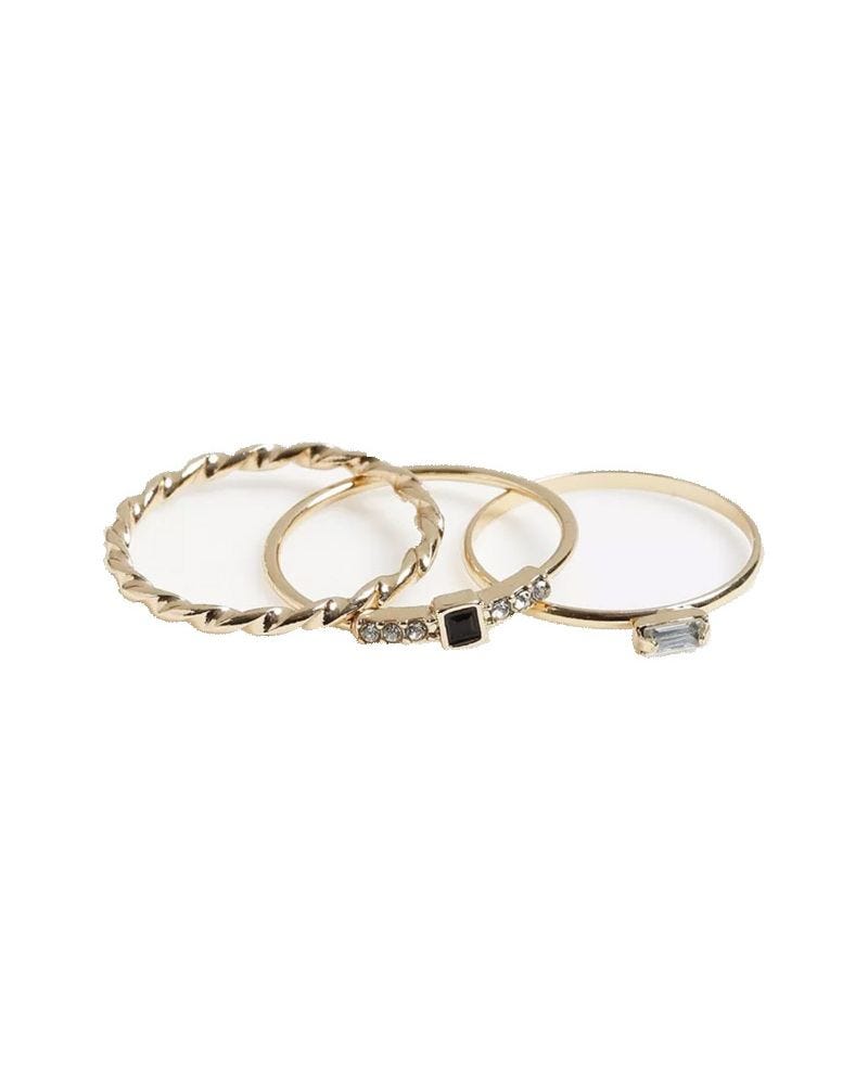 Topshop 8 pack of mixed chain rings in gold