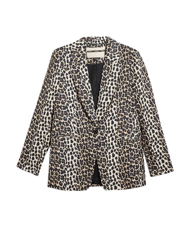 LEOPARD JACQUARD BLAZER in Black & Gold