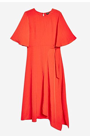 Clothing, Red, Orange, Dress, Sleeve, Neck, Pink, Day dress, A-line, Robe, 