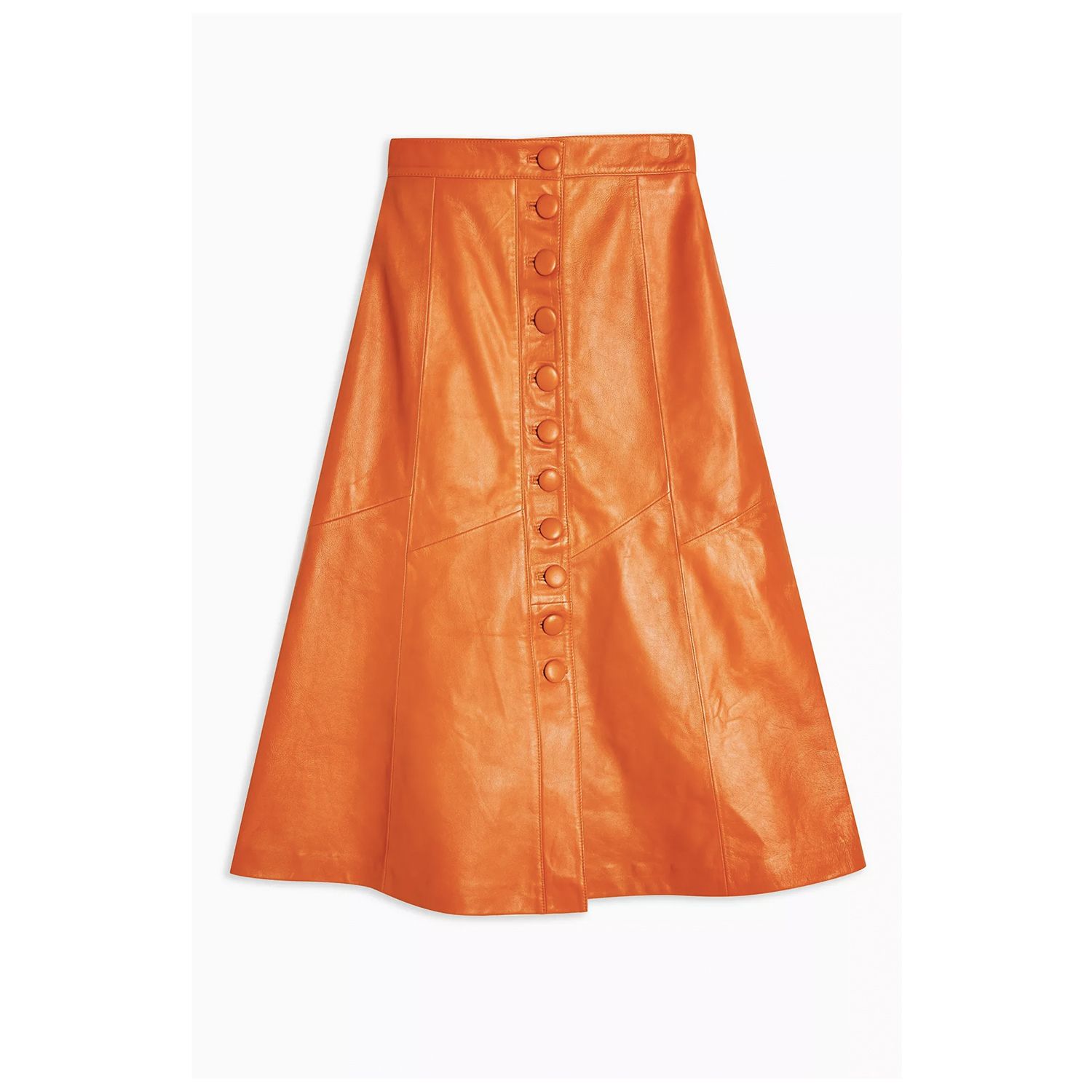 Topshop orange 2025 leather skirt