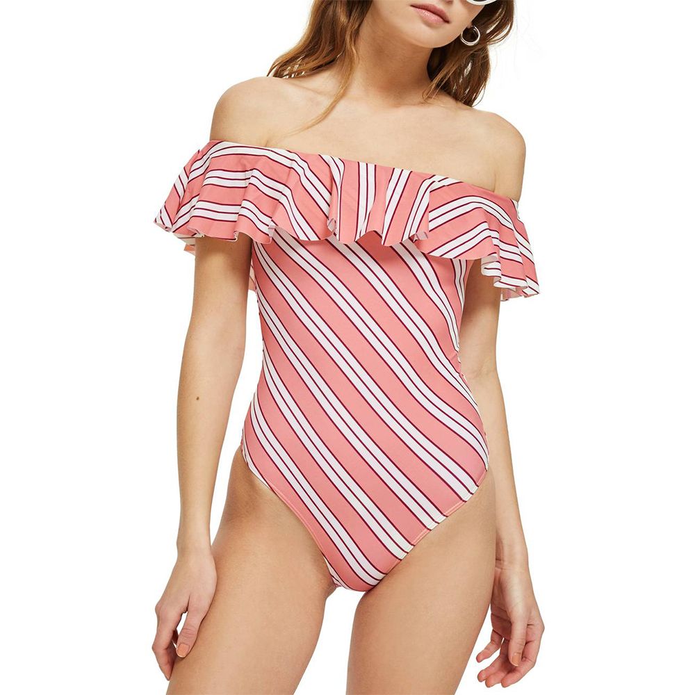 topshop striped ruffled one piece