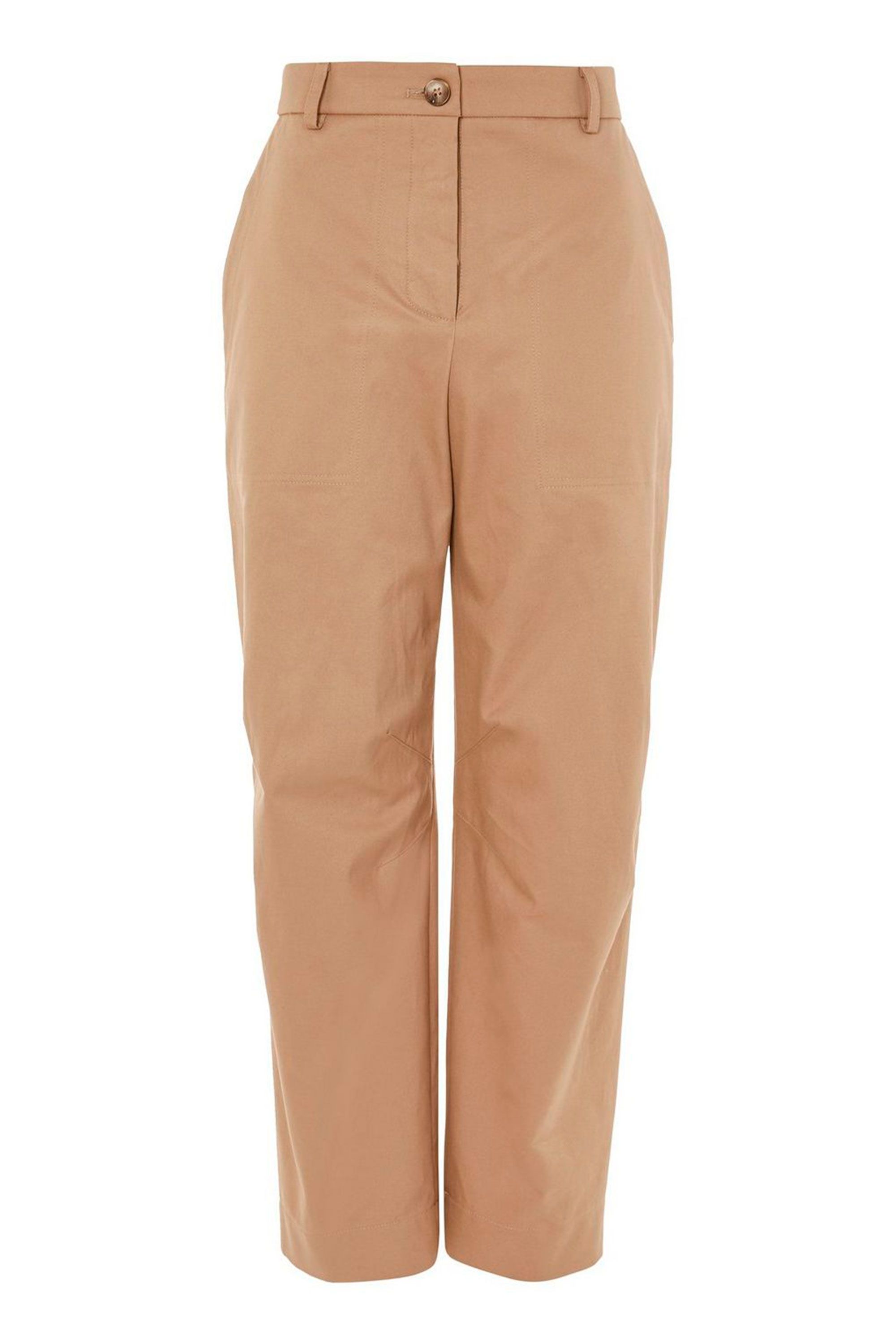 Topshop Petite faux leather skinny fit biker trouser in khaki | ASOS