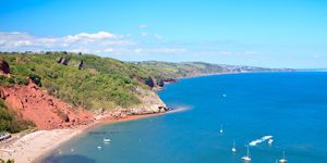 babbacombe beach in devon, england, view from above, sea and the coast