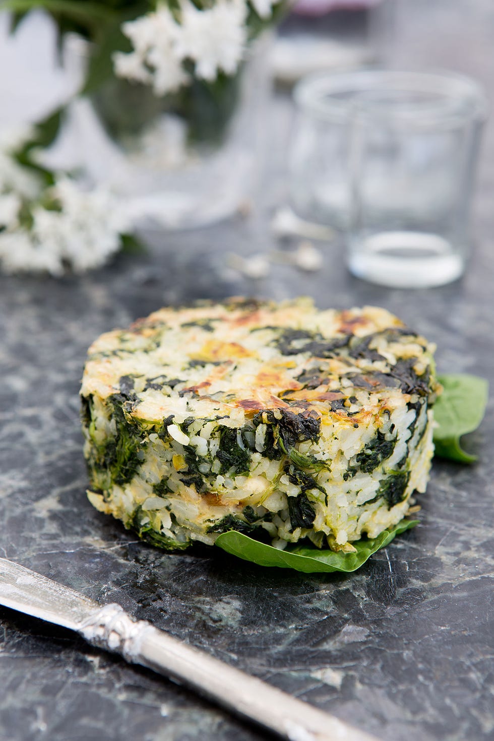 Receta de torta de arroz y espinacas al horno