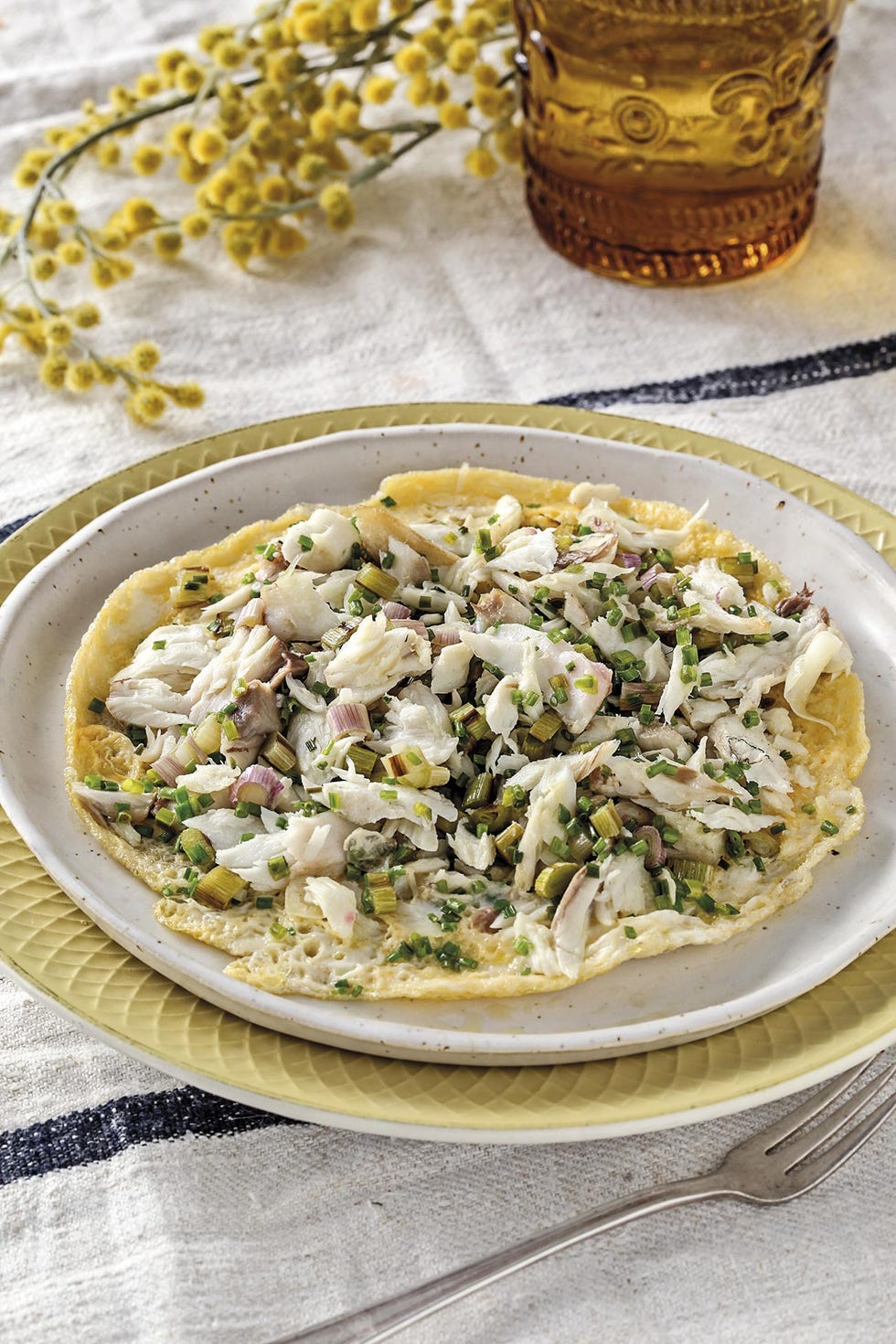 tortilla de lubina y cebolleta china