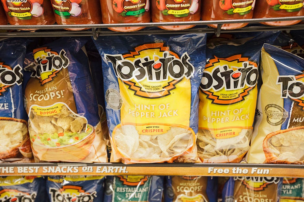 snack chips on a supermarket shelf
