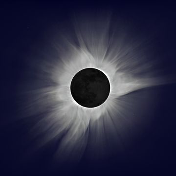 total solar eclipse and sun corona, on march 9 2016 in indonesia