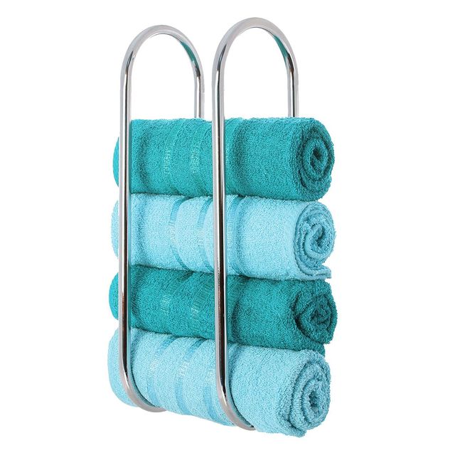 LIVIVO ® Chrome Plated Wall Mounted Oceana Bathroom Towel Rail Holder Storage Rack, Amazon