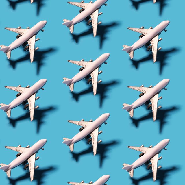 toy plane on a bright blue background