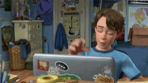 Toy Story 3 – Andy shutting laptop GIF