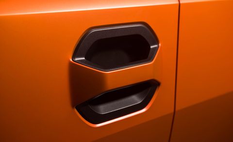 Orange, Vehicle door, Automotive design, Yellow, Automotive lighting, Vehicle, Car, Automotive exterior, Hood, Auto part, 