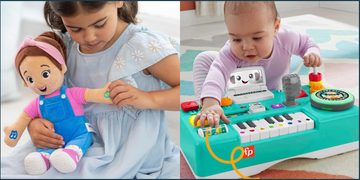 speak and sing ms rachel doll and fisher price dj set side by side