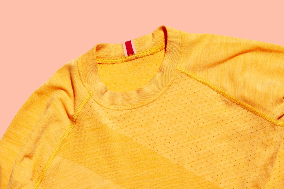 Yellow, Clothing, Sleeve, Outerwear, Blouse, T-shirt, Pattern, Jacket, 