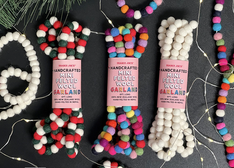 trader joes holiday items mini felted wool garland