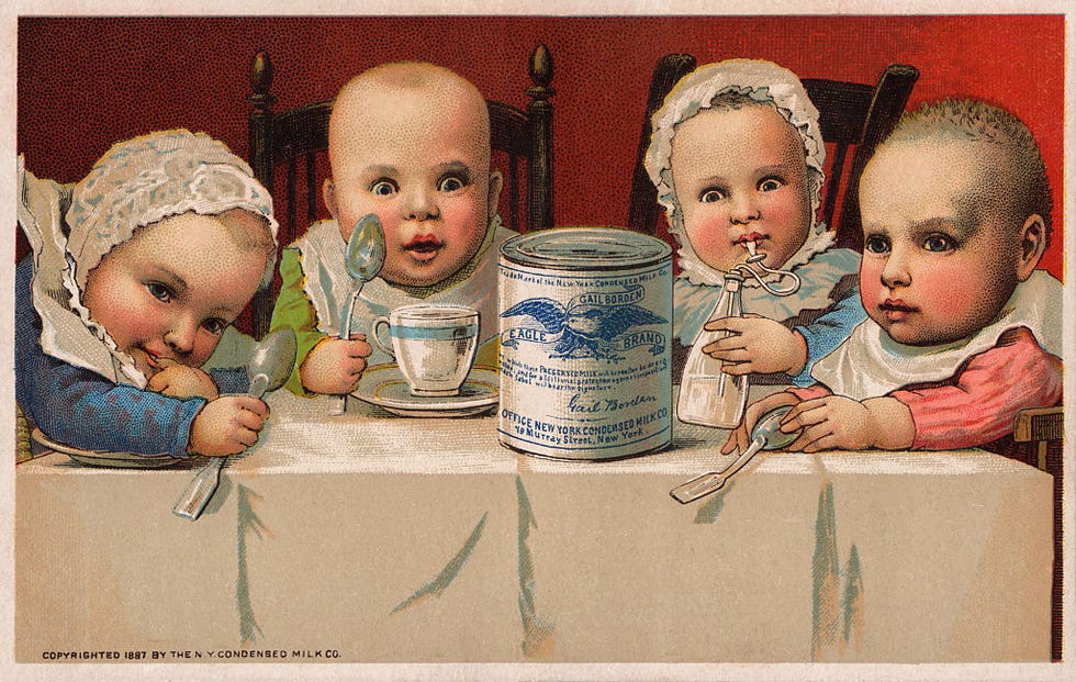trading card advertisement for gail borden eagle brand condensed milk