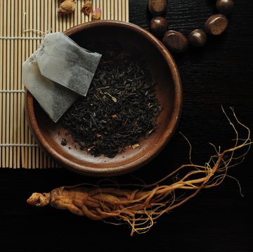 Traditional herbal medicines in black background