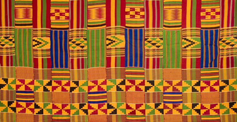 ghana traditional kente cloth detail of large panel border