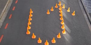 Traffic cones in u-turn formation