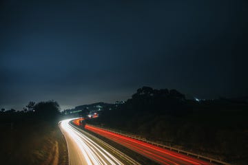 traffic in motion in a highway with copy space