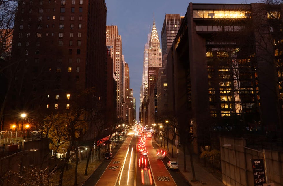 sunrise on 42nd street in new york city