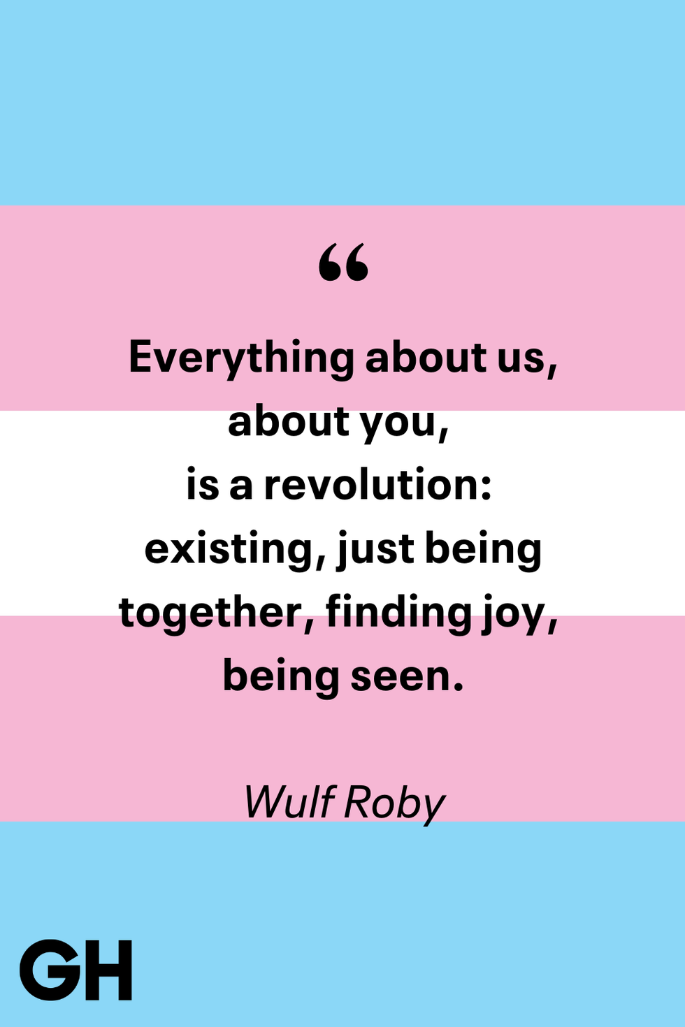 quote on a pastel background highlighting themes of existence joy and visibility