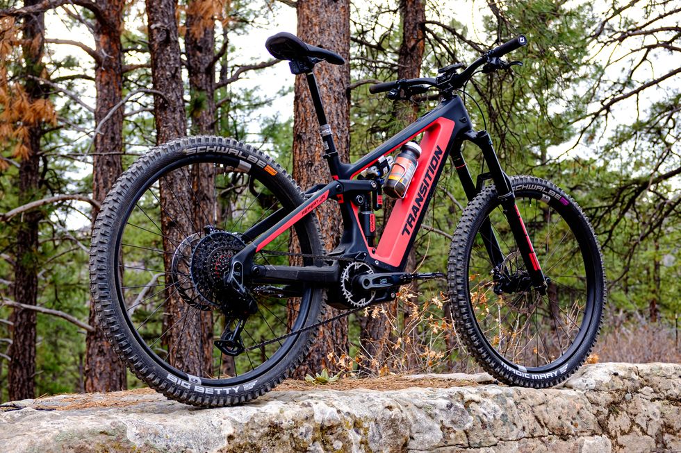 transition repeater mountain bike on a rock