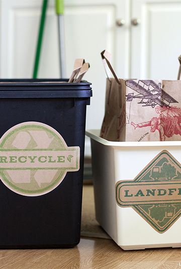 earth day crafts printable recycle and landfill trash can labels