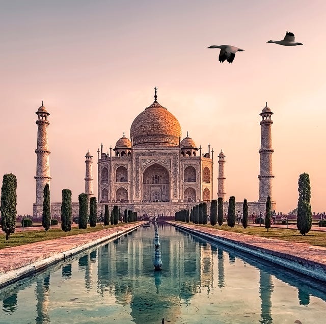 Taj Mahal mausoleum in Agra taj mahal in sunrise light, agra, india