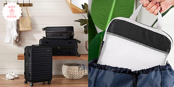 amazon basics luggage and the gonex compression packing cubes are two good housekeeping picks for best travel gifts for dads