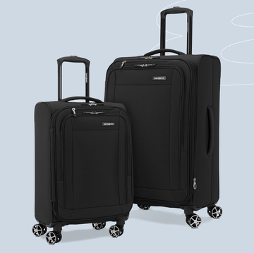 a pair of black luggage