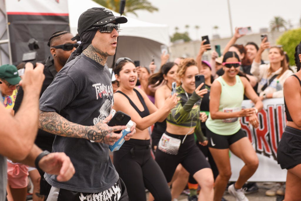 Travis Barker Rocks Out On the Treadmill