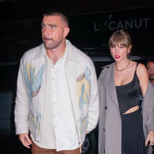 Taylor Swift Wears a Houndstooth Coat on Date Night with Travis